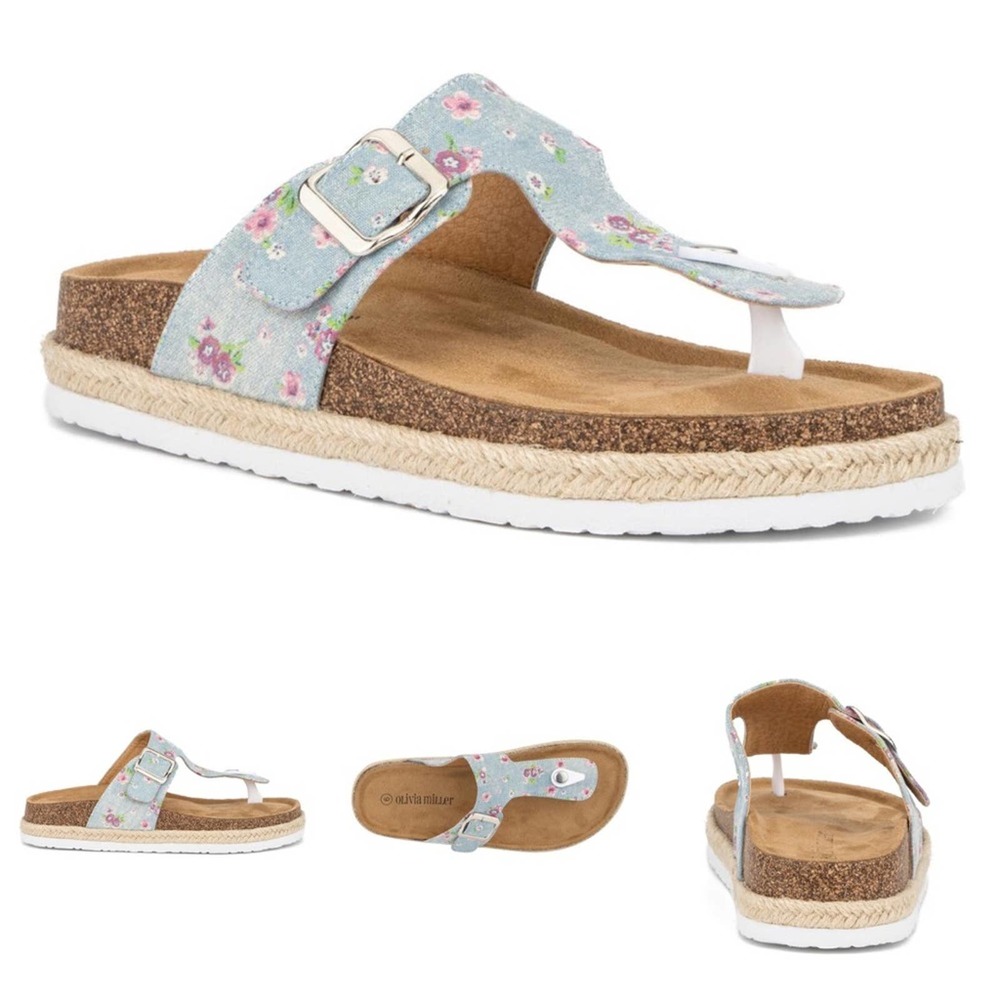 Olivia Miller Women's footbed sandals in Floral 9M NEW!! DN